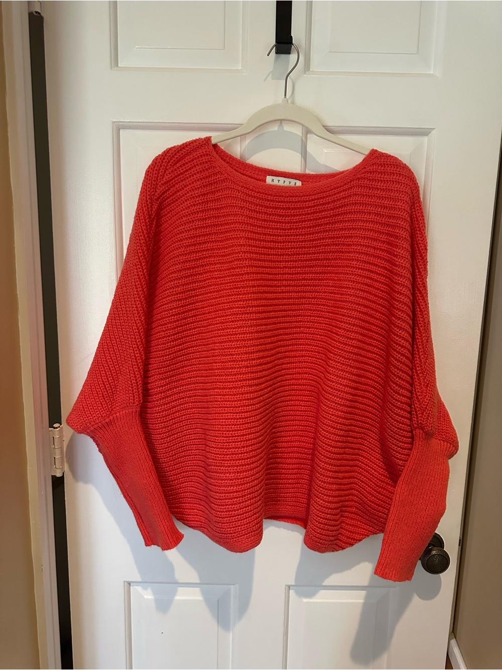 HYFVE Red Ribbed Scoop Neck Pullover